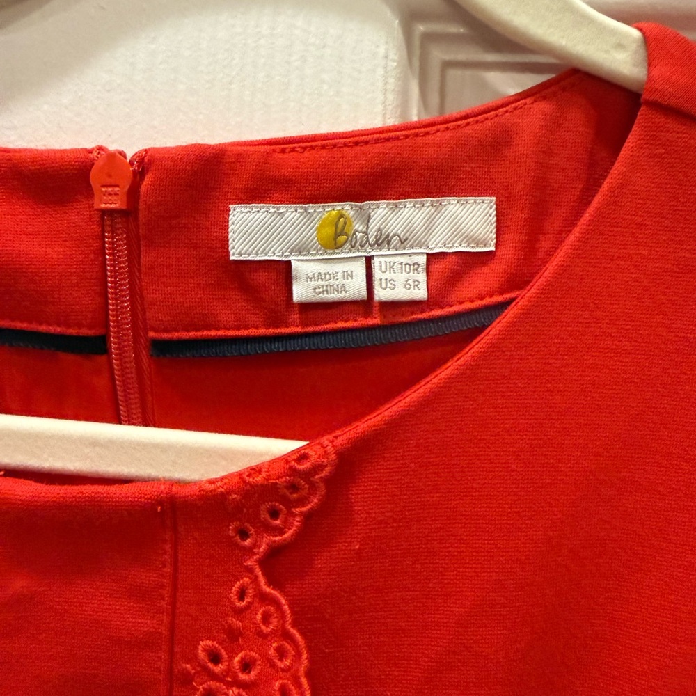 Boden Red Midi Dress with Scallop Trim - Picture 3 of 10